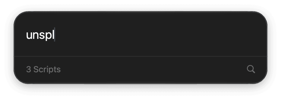 The search window shows “unspl” and reports three scripts.